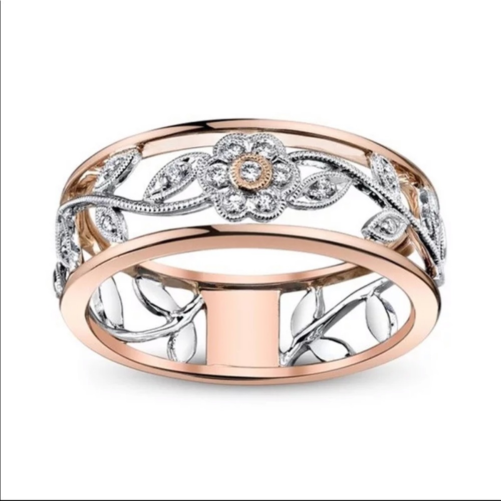 New Rose Gold Rose Flower Diamond Ring